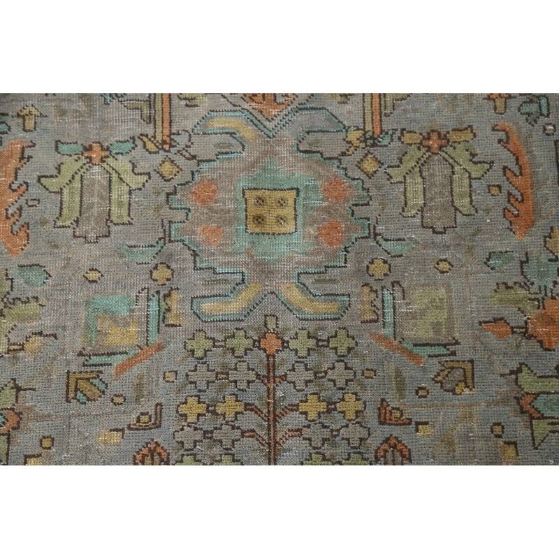 Hand Knotted Oriental 100% Wool Carpet Traditional Medallion Greys & Charcoal Tabriz Area Rug - 9' 9'' X 6' 5''