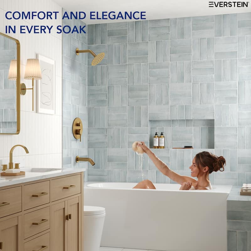 6" Dual-Function Tub and Shower Faucet Set, Modern Tub And Shower Trim Kit Valve Included