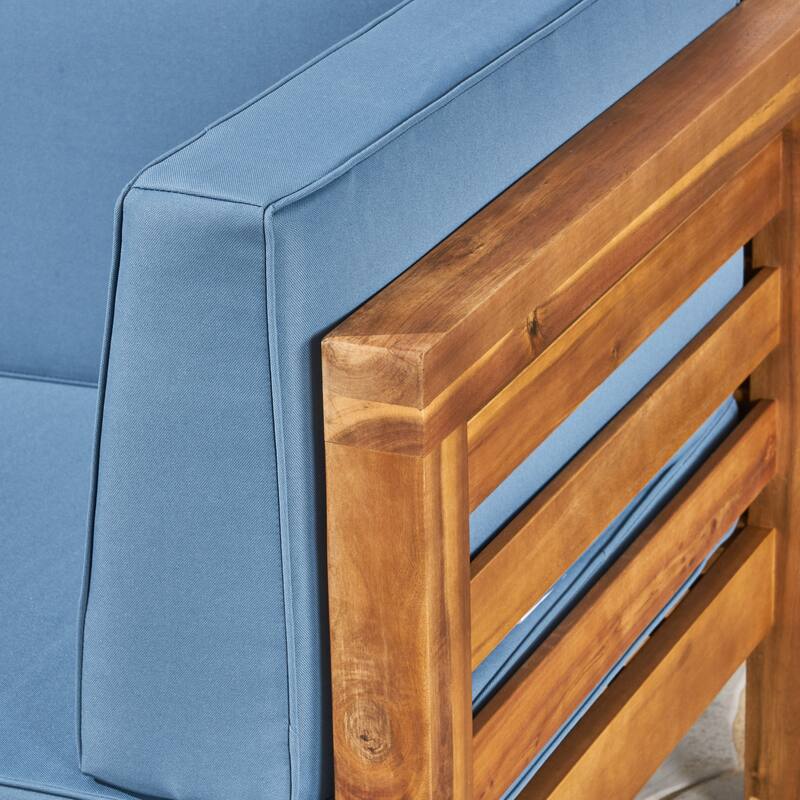 Oana Outdoor 12-Piece U-Shaped Acacia Wood Sectional Sofa Set with Fire Pit by Christopher Knight Home