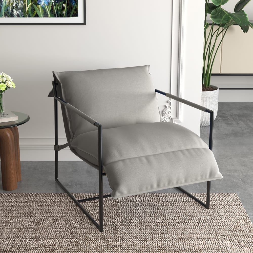 Fabric Armchair Metal Framed Sling Accent Chair