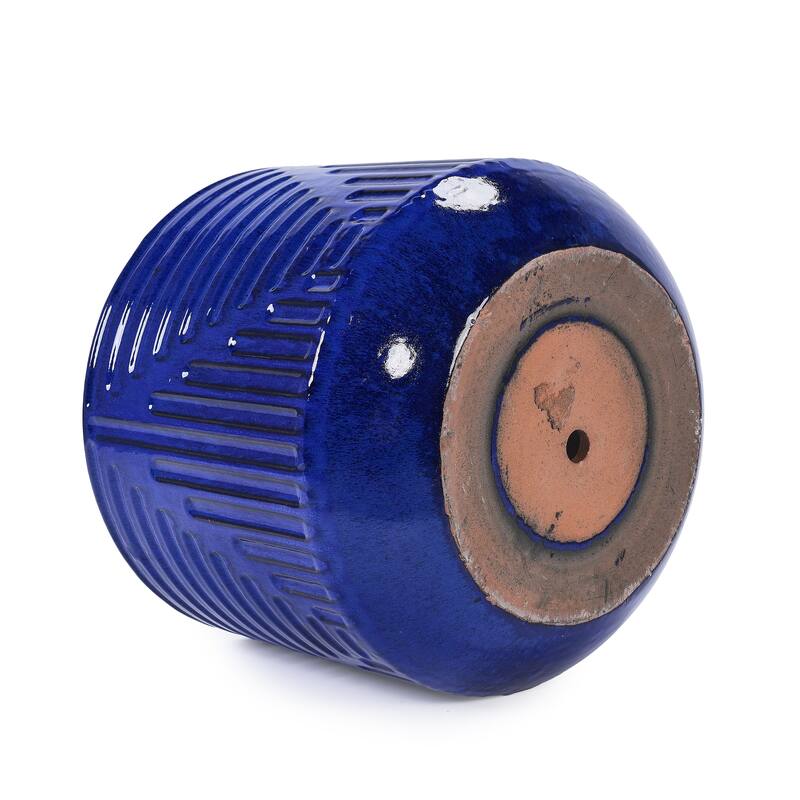 Anmytek Ceramic Round Planter with Drainage for Indoor Outdoor