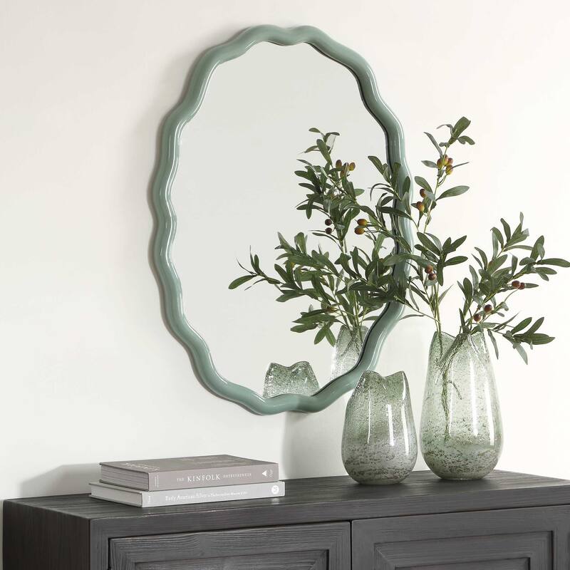 Uttermost Isly Robin's Egg Blue Oval Mirror - 24.00" W x 31.75" H x 1.25" D