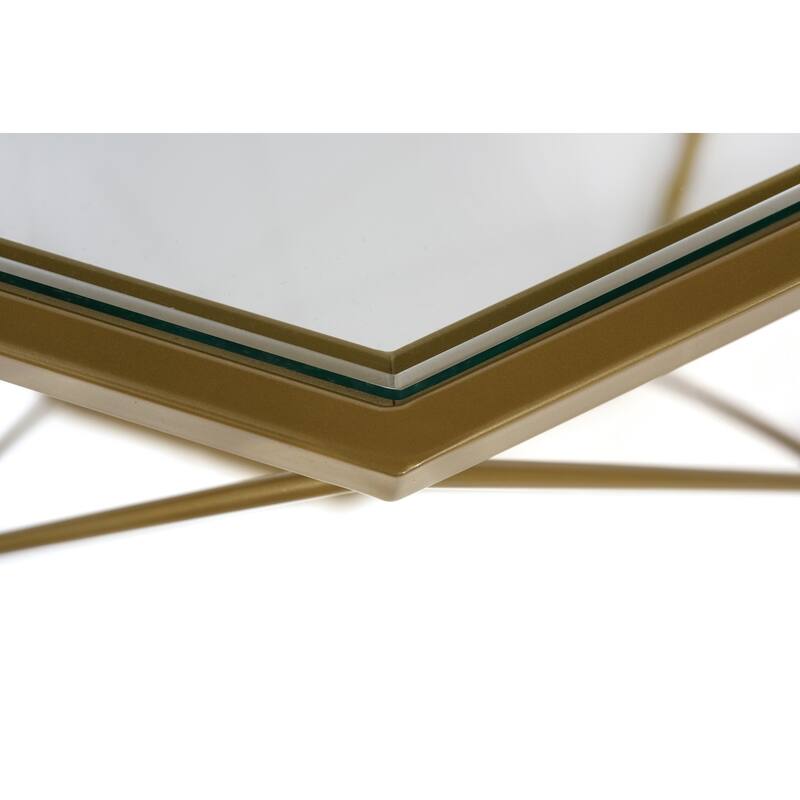 Malibu 22" Modern Octagon Center Coffee Table with Tempered Glass Table top & Sturdy Metal Geometric Base for Living Room Office