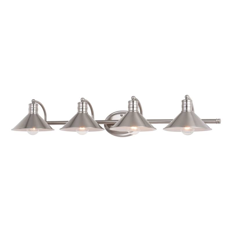 James Allan Joel 4 Light 38" Wide Bathroom Vanity Light - Satin Nickel / Matte White