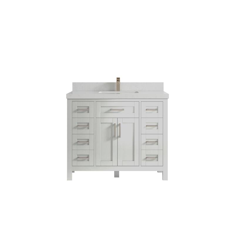 Willow Collections 42 in. W x 22 in. D Cambridge Single Sink Bathroom Vanity with Countertop - 2" Carrara Quartz - Coventry Gray
