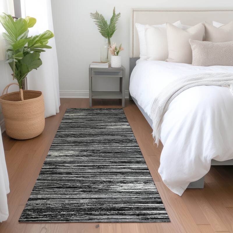 Premium Washable Super Soft Ombre Stripes Mayfield Rug - Black - 2'3" x 7'6"