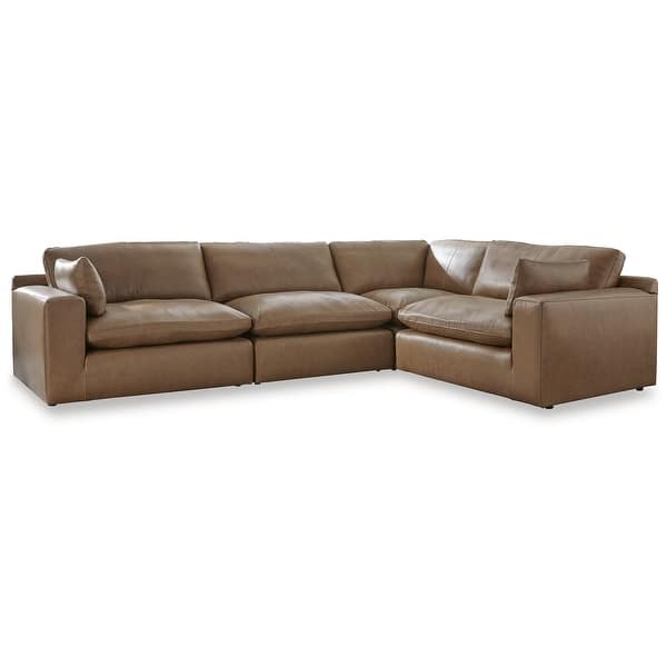 slide 2 of 12, Signature Design by Ashley Emilia Brown 4-Piece Sectional - 130" W x 90" D x 36" H