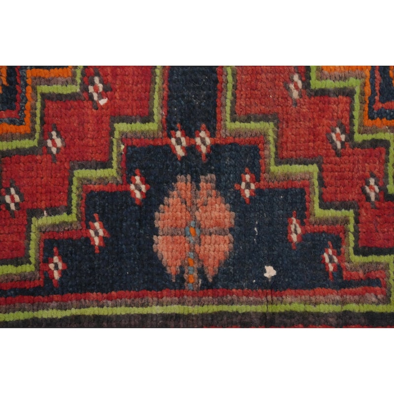 Hand Knotted Oriental 100% Wool Carpet Traditional Geometric Multi-Colored Ardebil Runner Rug - 10' 10'' X 3' 3''