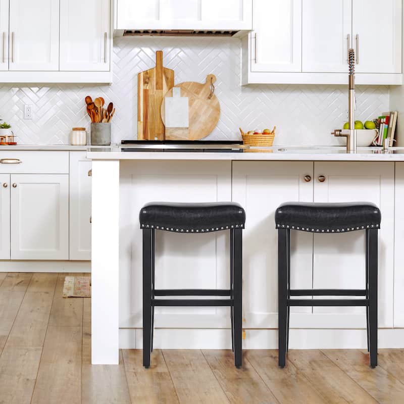 Jameson Upholstered Polyester Black 29 Inch Bar Stool (Set Of 2)