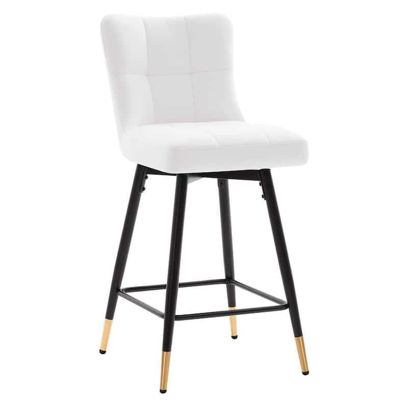 Faux Leather Swivel Counter Height Barstools Set of 2 with High Back - 38.98"H x 17.72"W x 21.26"D
