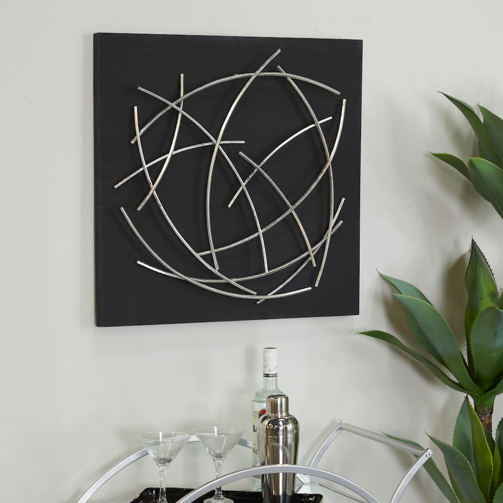 CosmoLiving by Cosmopolitan Metal Overlapping Lines Abstract Wall Decor with Black or White Backing - Black or White