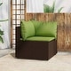 preview thumbnail 46 of 100, vidaXL Patio Corner Sofa with Cushions Black/Brown/Gray Poly Rattan 24.8" x 24.8" x 22.6" 1-Piece - Brown/Green