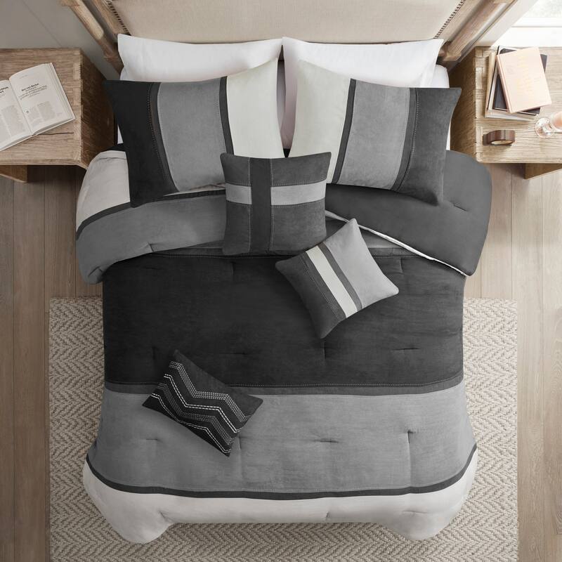 Madison Park Hanover 7 Piece Faux Suede Comforter Set