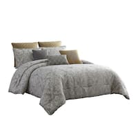 9 Piece King Polyester Comforter Set with Medallion Print, Gray and ...