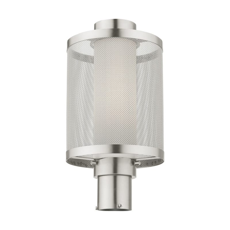 Livex Lighting 1 Light Brushed Nickel Outdoor Post Top, 20686-91 - 9" Dia x 17.5" H
