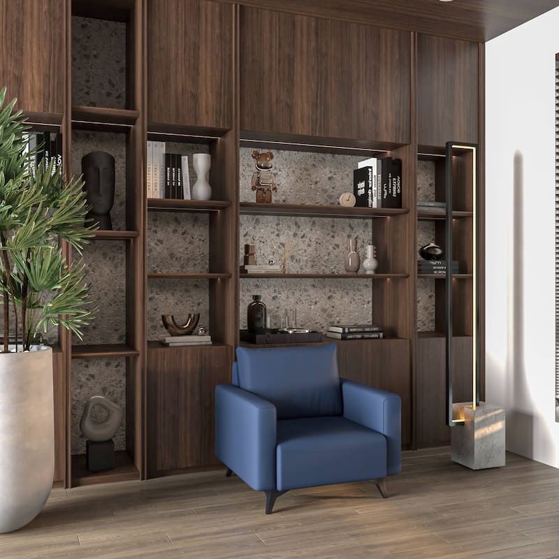 Single-Seater Sofa Modern Armchair Upholstered Vegan Leather with Metal Legs Removable Cushions Inno Series by LeisureMod