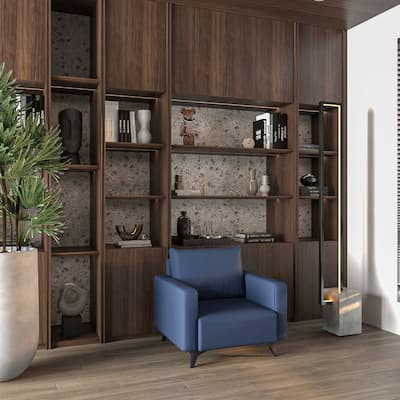 Single-Seater Sofa Modern Armchair Upholstered Vegan Leather with Metal Legs Removable Cushions Inno Series by LeisureMod