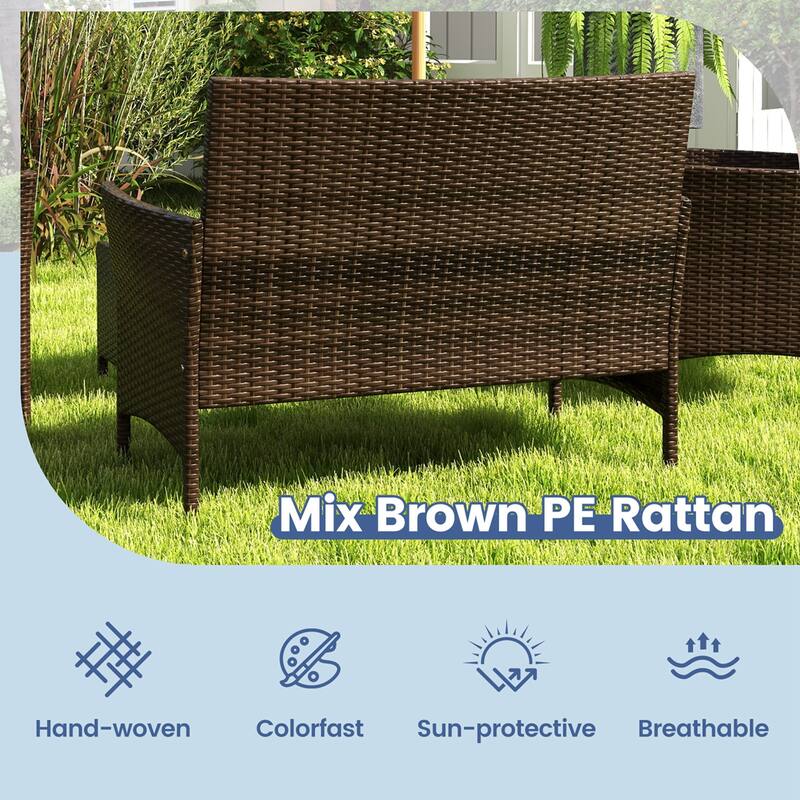 Costway 4 PCS Patio Furniture Set with Washable Cushions and Tempered - See Details