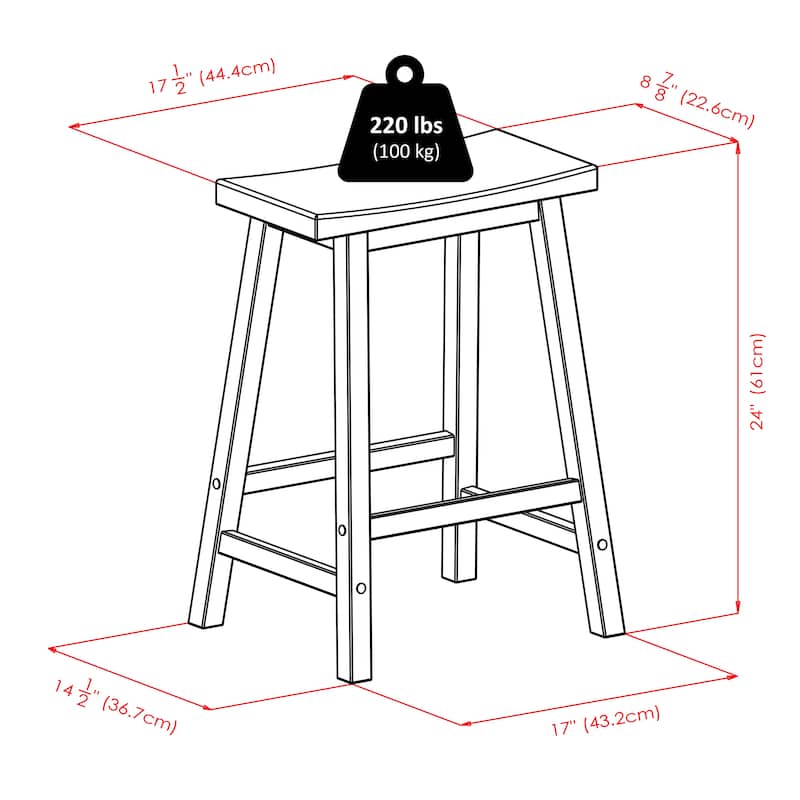 Saddle Seat Counter Stool - 17.48 x 14.47 x 24 inches