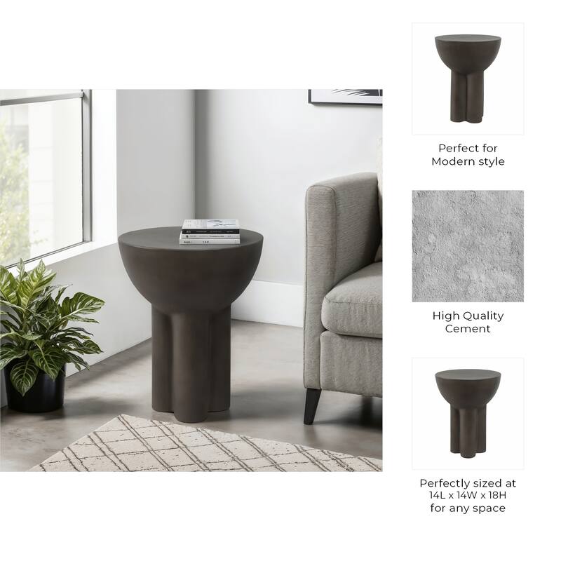 Pottery Cement Accent Table Modern Sculptural Design - 18" Gray - 14" x 14" x 18"
