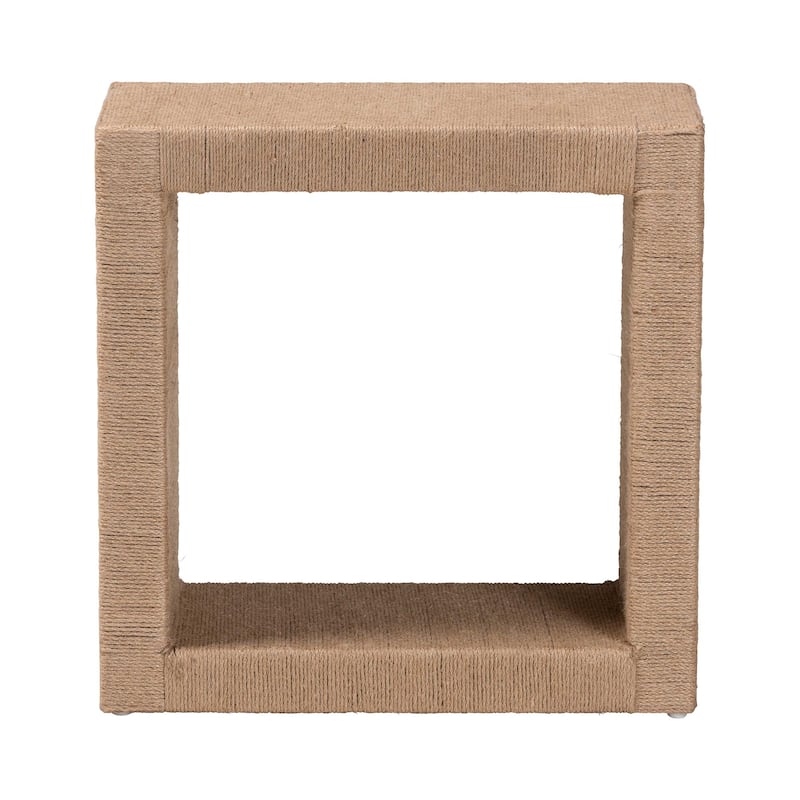 Adonica Modern Bohemian Natural Brown Jute and Wood End Table