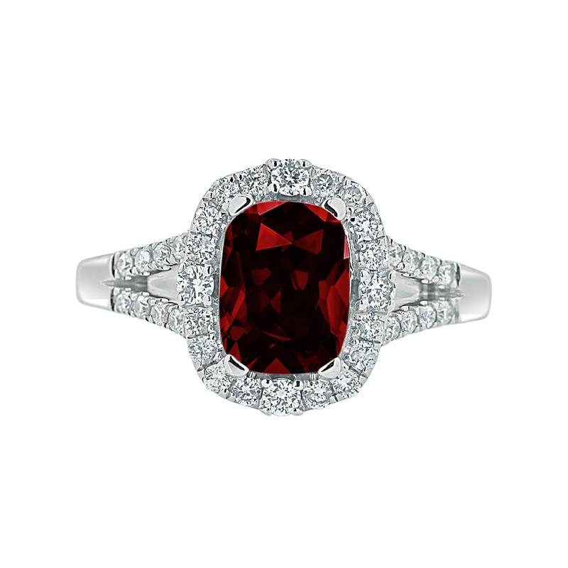 Auriya 1 3/4ct Cushion-cut Garnet Halo Diamond Engagement Ring 3/8cttw 14k Gold