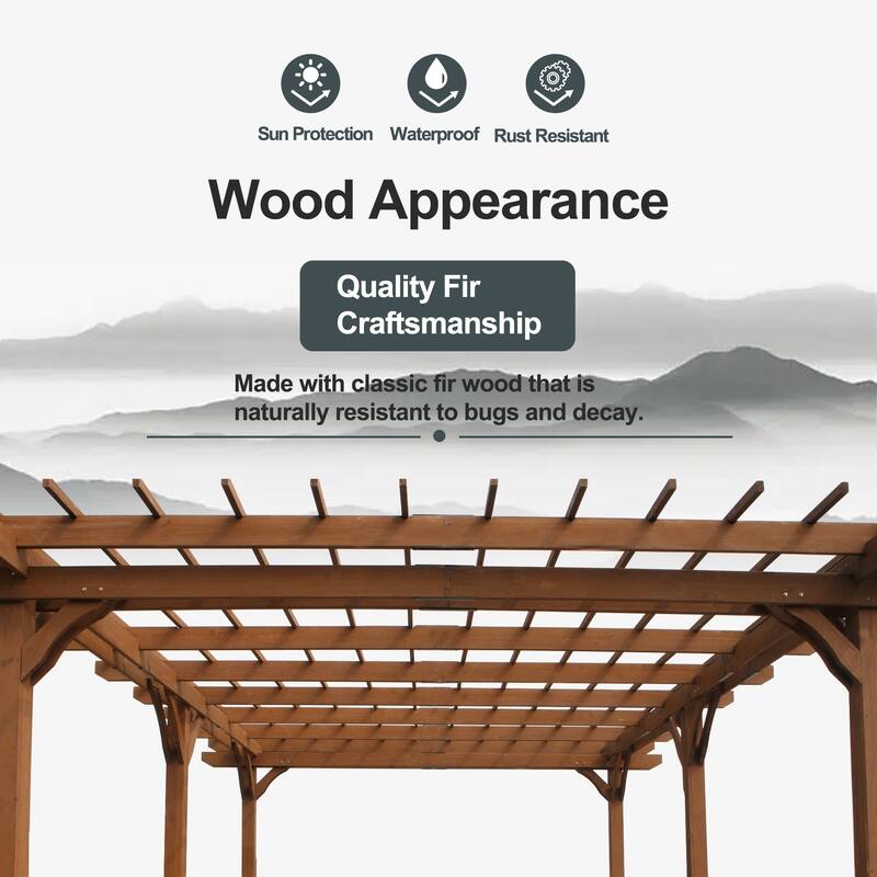 Brown Wooden Gazebo Pergola for Climbing Plants