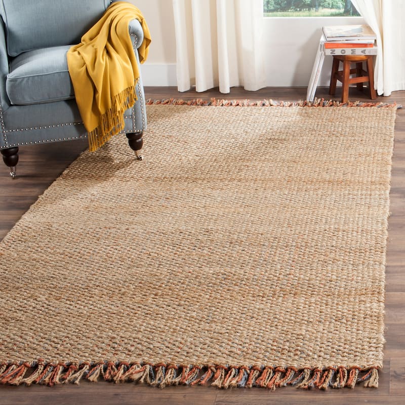 SAFAVIEH Handmade Natural Fiber Shouko Jute Tassel Rug with - 3' x 5' - Natural/Multi