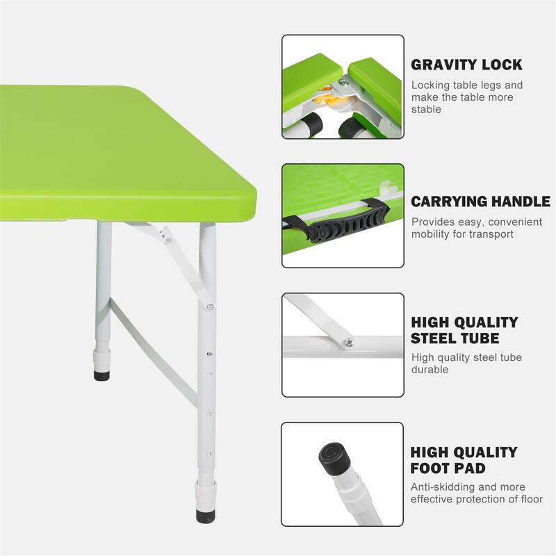 4ft Indoor and Outdoor Portable Foldable Steel Frame Table for Camping