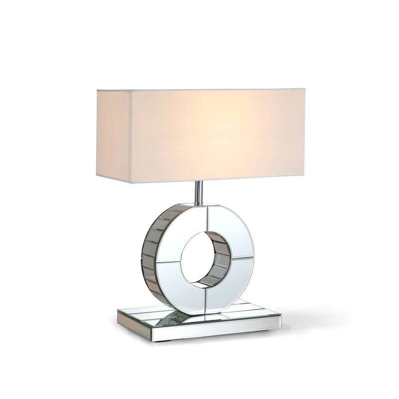 Decor 20.9 in. Silver Table Lamp with White Lampshade