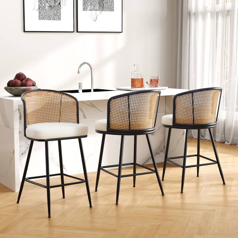 26"/29" Rattan Upholstered Bar Stool /Counter Stools Set of 2/3/4