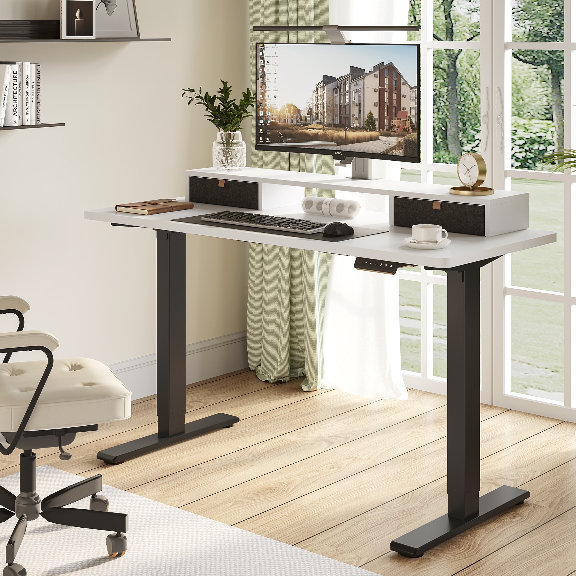 FlexiSpot 48x24/55x24 Ergonomic Height Adjustable Standing Desk with 2  Drawers, Monitor Stand Computer Desk - Bed Bath & Beyond - 39922886