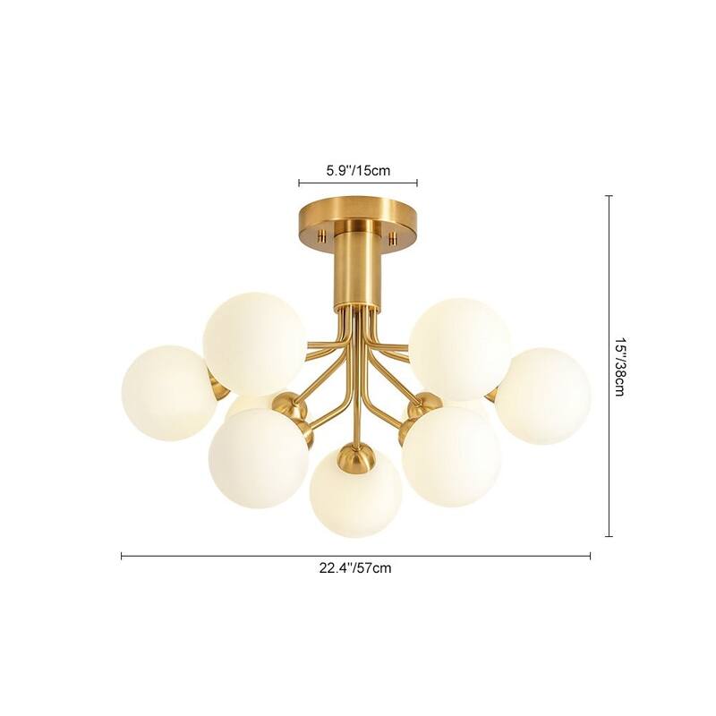Modern Glam 9-Light Dual-tiered Sputnik Semi-flush Mount - 22.4 in