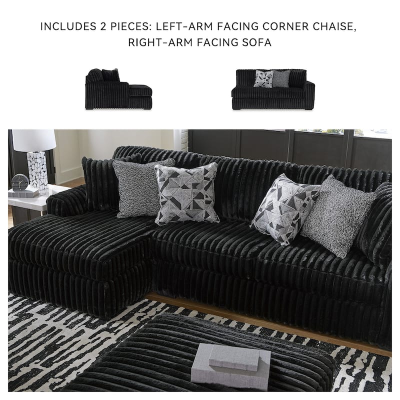Signature Design by Ashley Midnight-madness Black 2-Piece Sectional Sofa with Chaise - 120" W x 65" D x 40" H