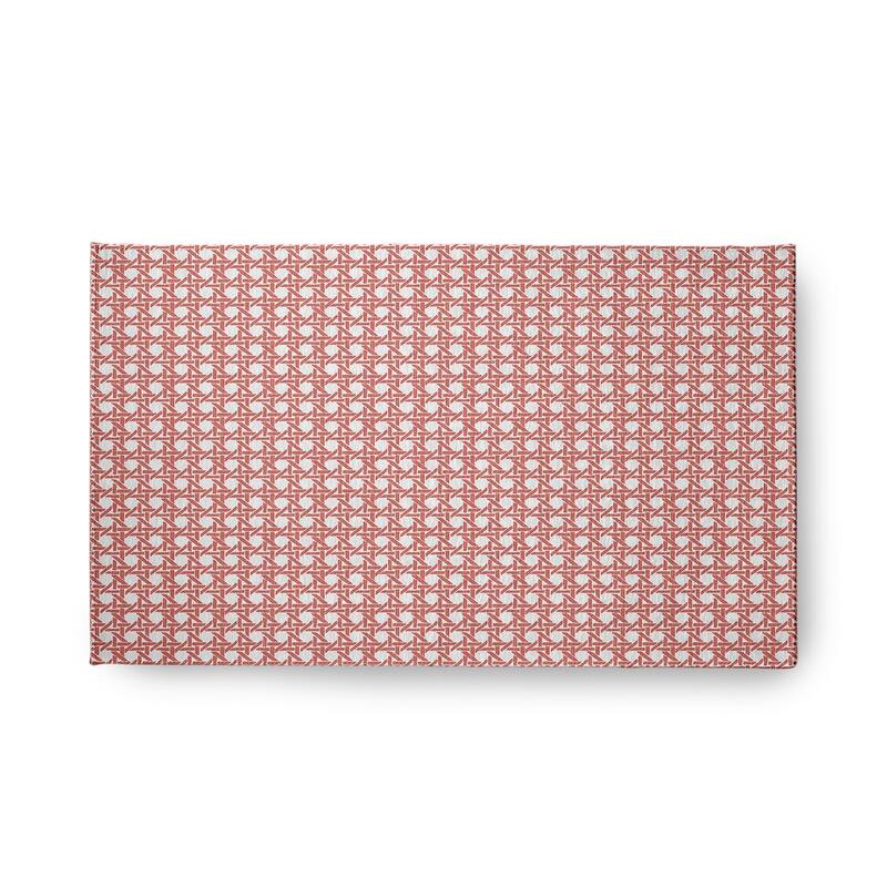 Rattan Geometric Rug - Coral - 18" x 30"