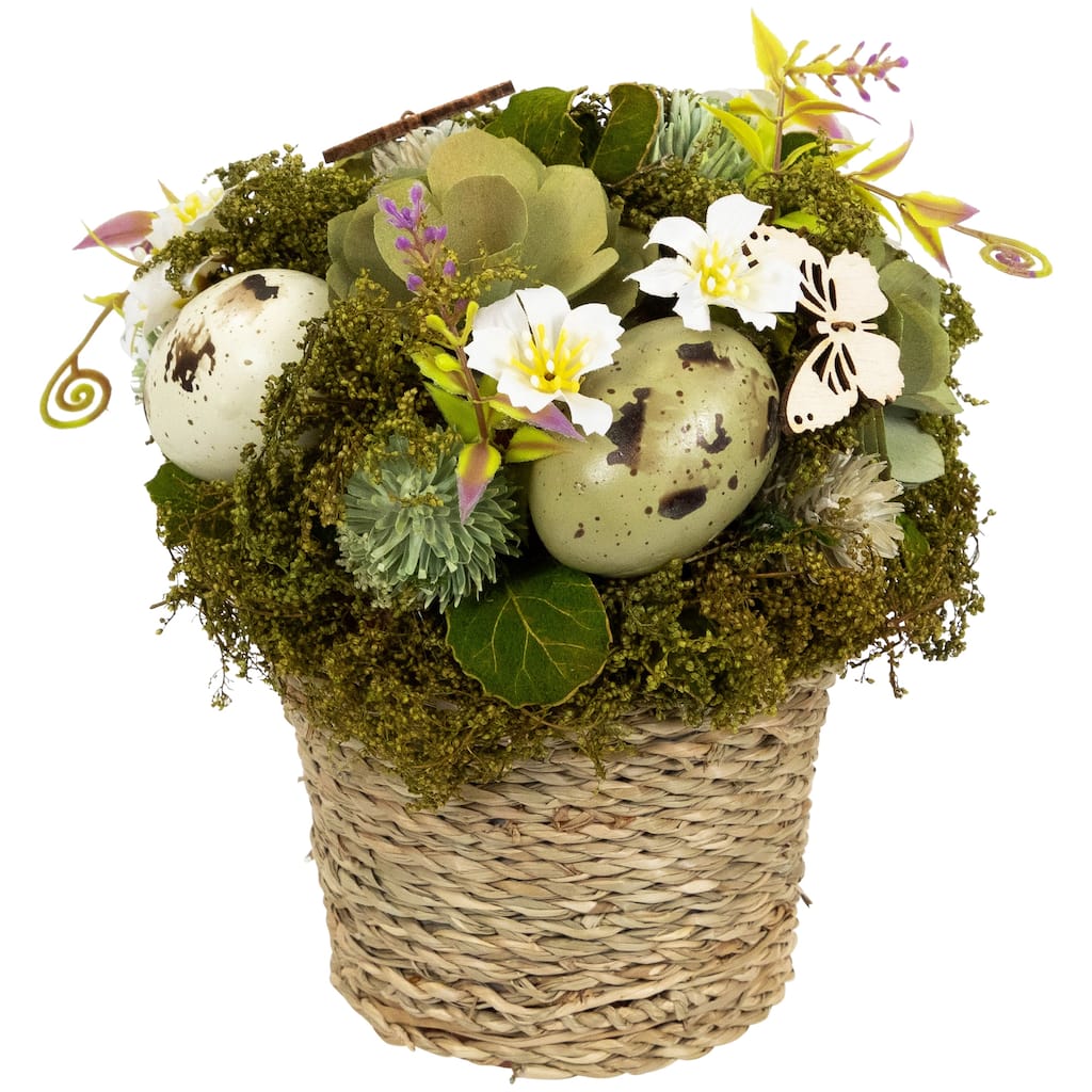 Wooden Mixed Floral and Easter Egg Artificial Arrangement - 7"