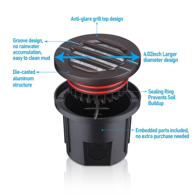 12 Pack Landscape 5W Grill Top Well Light Low Voltage 5CCT Selectable