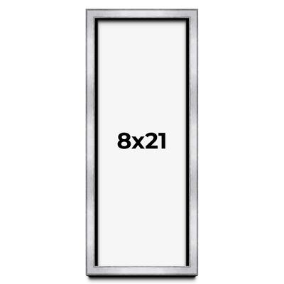 8x21 Shadow Box Frame Silver | 1.375 Inches Deep Real Wood