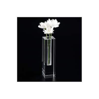 Curata Handcrafted Lead-Free Crystal 8 Inch Donovan Bud Vase - 3.75" x 2.75" x8.75"