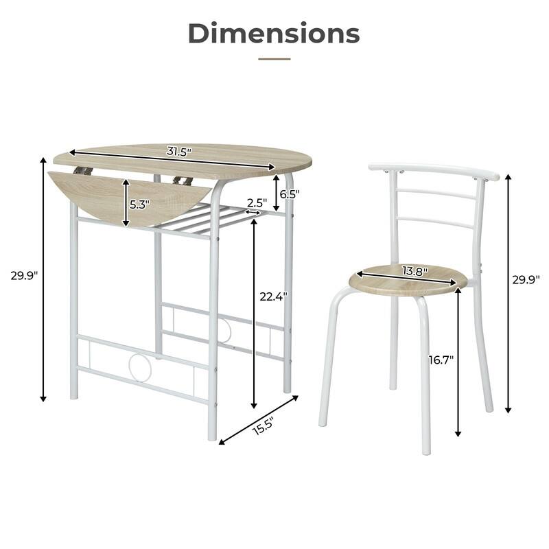 31.5" Drop Leaf Dining Table for Small Space,Small Kitchen Table Set for 2