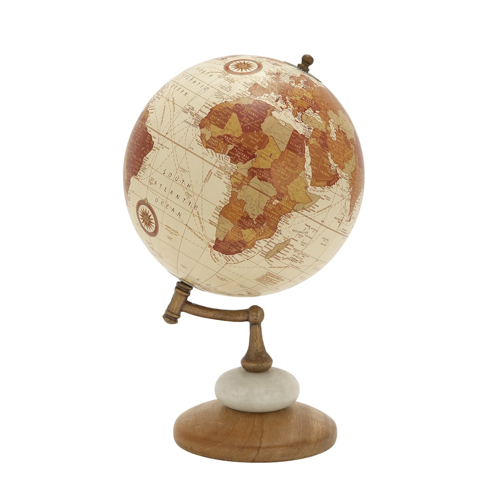 Mango Wood Globe - Cream - Roche River Decor - 8"W x 8"L x 14"H