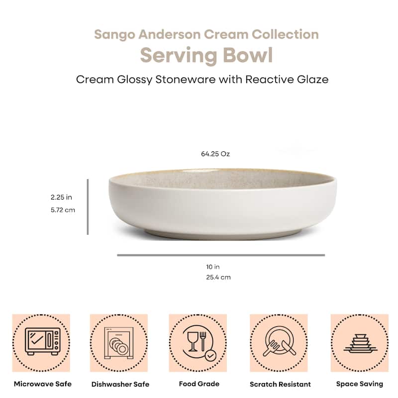 Sango Anderson Black 10" Large Ceramic Serving Bowl (Set of 2), 64.25 oz