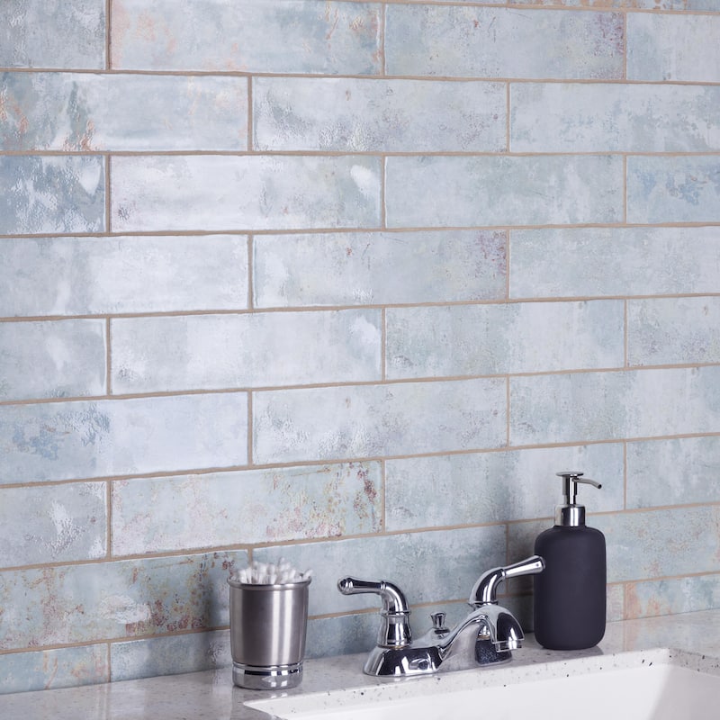 Merola Tile Biarritz Blue 3" x 12" Ceramic Wall Tile