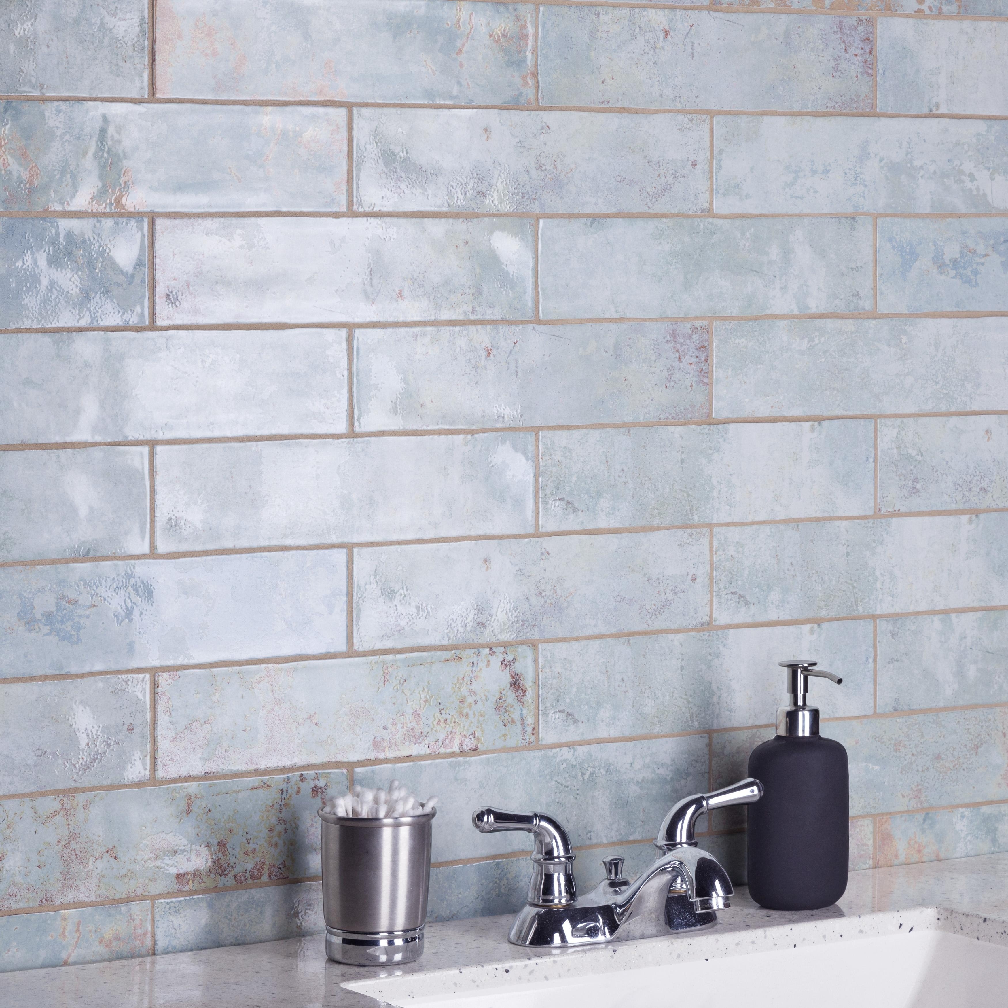 Merola Tile Biarritz Blue 3" x 12" Ceramic Wall Tile