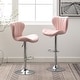 preview thumbnail 38 of 75, Roundhill Furniture Ellston Upholstered Adjustable Swivel Barstools, Set of 2 Pink