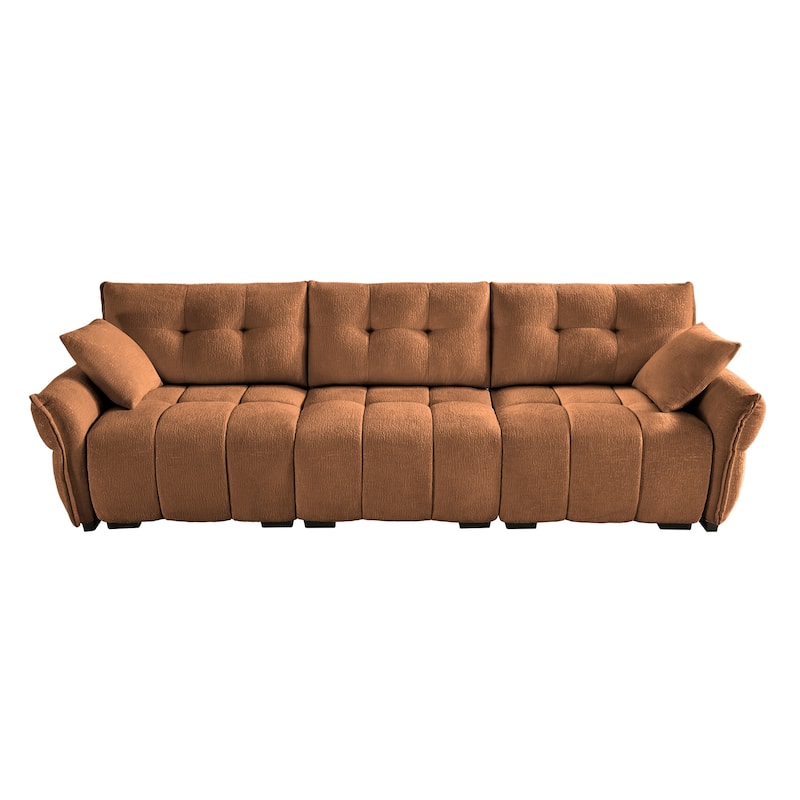 110.2" Chenille 4-Seat Sofa with Tufted Design,High-Resilience Sponge Cushions