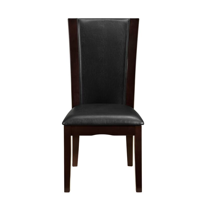 Modern Contemporary Dining Side Chairs Set of 2 Dark Brown Faux Leather Upholstered Espresso Finish Hardwood Solid