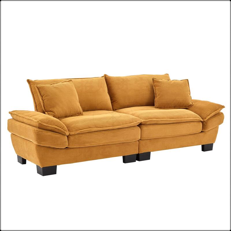 Corduroy Sofa Sleeper with Pillows
