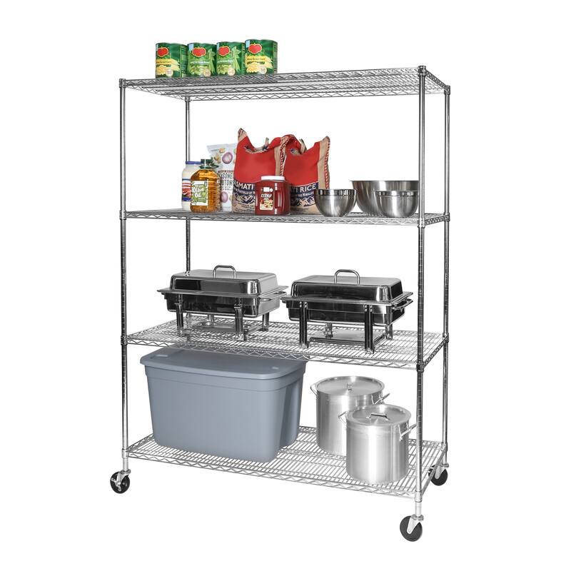 Seville Classics UltraDurable® 4-Tier NSF Steel Wire Shelving, 60" W x 24" D x 76" H