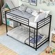 preview thumbnail 1 of 14, Metal Bunk Bed with Ladder and Guardrails, Heavy Duty Bunk Bed Frame Black - Twin